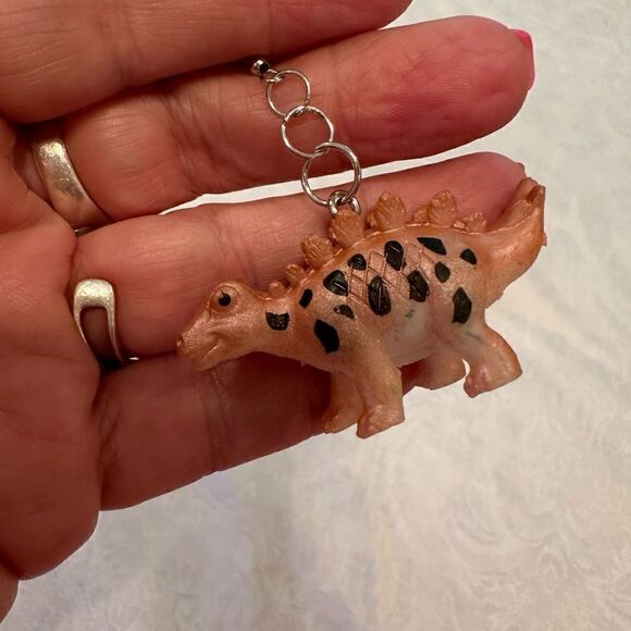 Earrings Pierced Dinosaur Silver Dangly Exaggerated Handmade Costume Jewelry - Picture 5 of 8